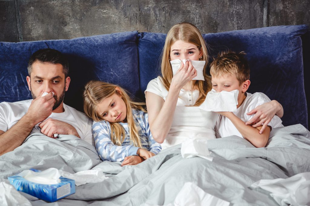 Charleston Allergy - sick family in bed